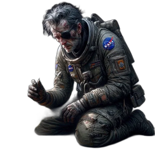 jacket, concept art, cyberpunk, comic book art, fantasy art, outer space, dark, astronaut transparent PNG cut-out