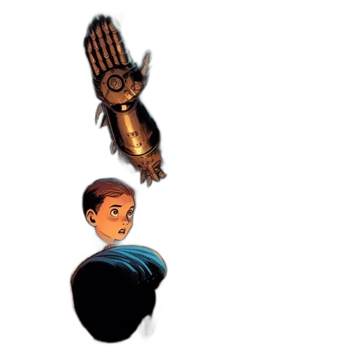 weapon, staff, robot, hair, concept art, pixel art, comic book art, cartoon transparent PNG cut-out