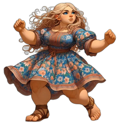 dress, concept art, fantasy art, 3d render, photorealistic, blonde-haired, female, animated transparent PNG cut-out