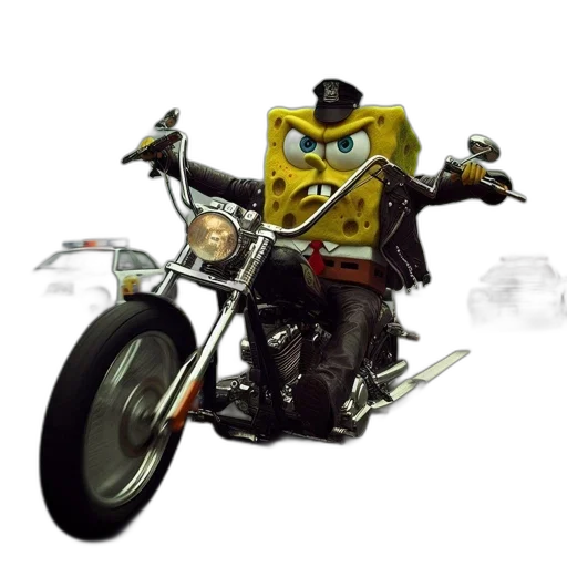 robot, jacket, weapon, concept art, 3d render, photorealistic, comic book art, spongebob transparent PNG cut-out