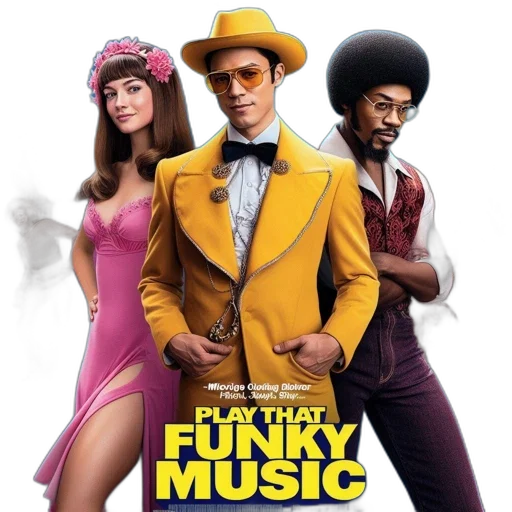 colorful, movie, poster, play, funky, music, features, man transparent PNG cut-out