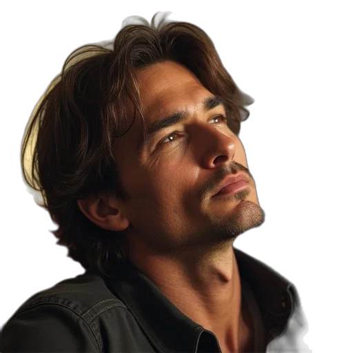 face, hair, photorealistic, oil painting, cartoon, comic book art, cameronlee, tom transparent PNG cut-out