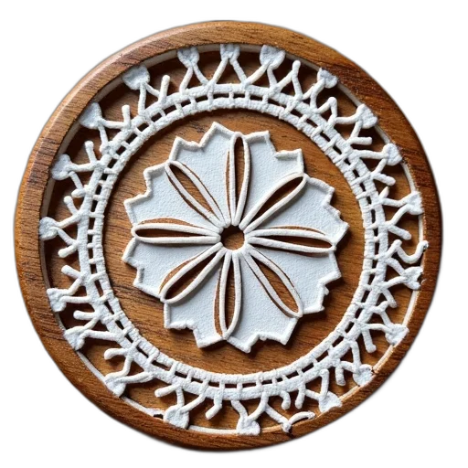 jewelry, crown, furniture, flower, 3d render, circular, wooden, coaster transparent PNG cut-out