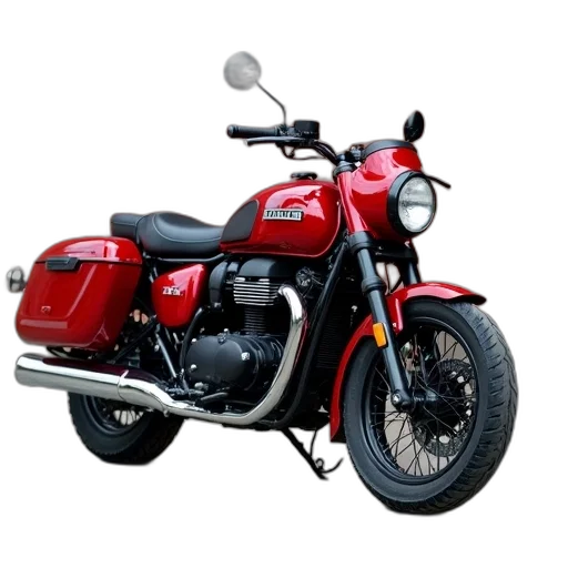 photorealistic, 3d render, red, black, motorcycle, sidecar, parked, tiled transparent PNG cut-out