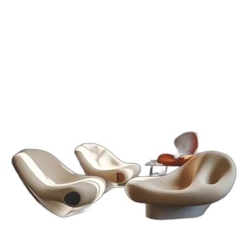 furniture, shoes, jewelry, 3d render, photorealistic, earth tones, elegantly, designed transparent PNG cut-out