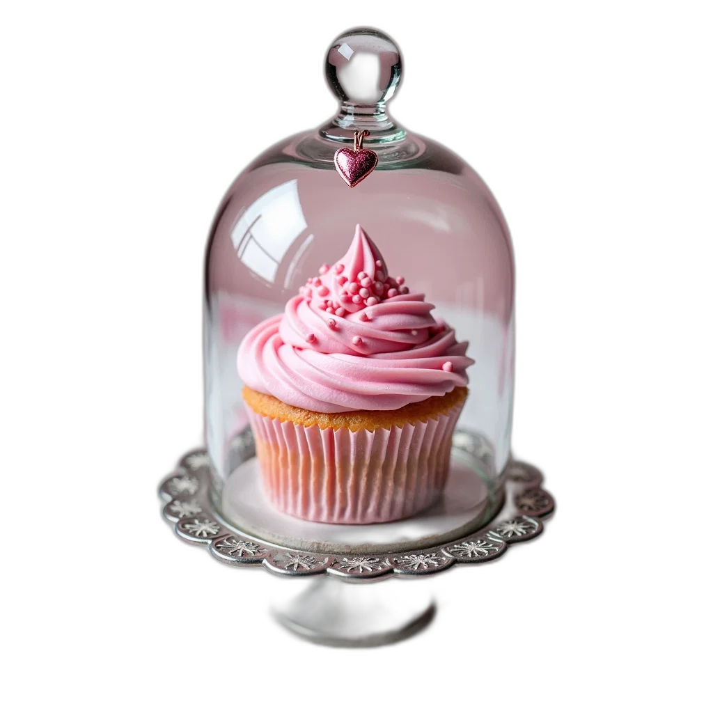 food, bottle, jewelry, crown, 3d render, photorealistic, pink, cupcake transparent PNG cut-out