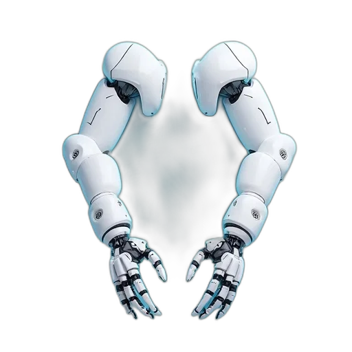 robot, 3d render, concept art, cyberpunk, pair, white, futuristic-looking, robotic transparent PNG cut-out