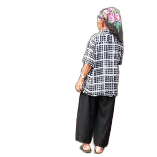 dress, jacket, staff, woman, plaid, shirt, stands, market transparent PNG cut-out