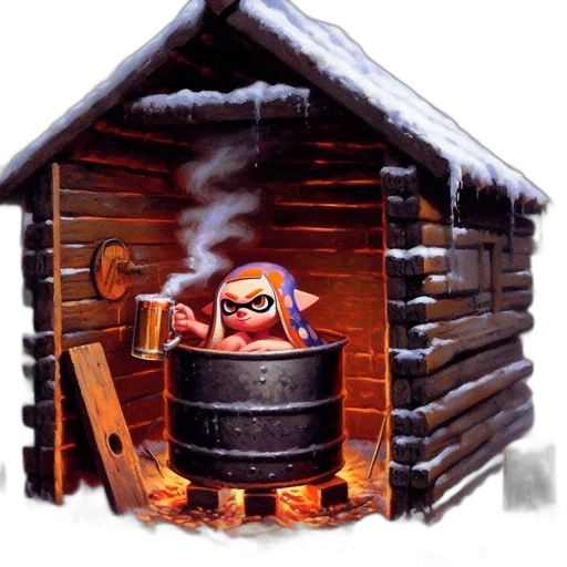 building, robot, concept art, 3d render, pixel art, fire, snow, rustic transparent PNG cut-out