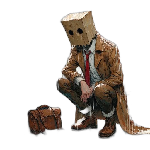 mask, jacket, robot, furniture, concept art, cyberpunk, comic book art, pixel art transparent PNG cut-out