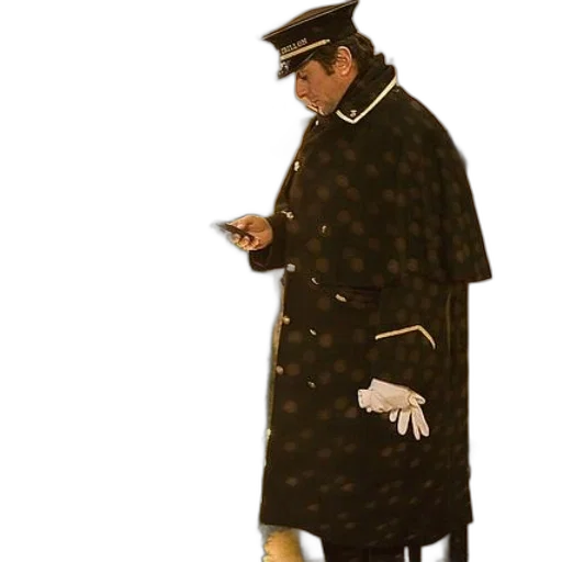 staff, jacket, hat, concept art, photorealistic, man, black, uniform transparent PNG cut-out