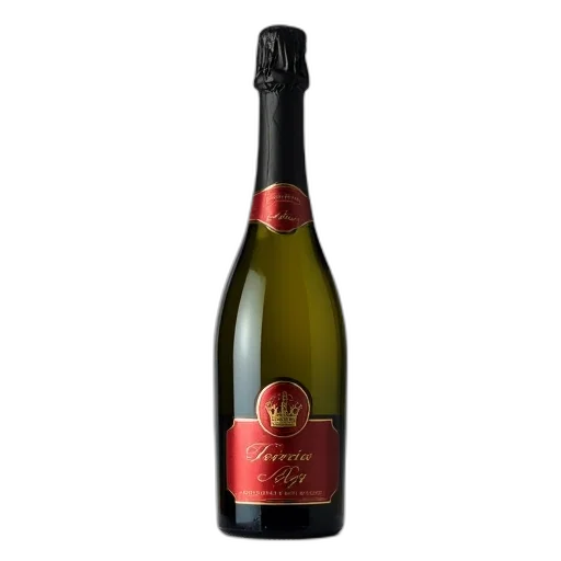 bottle, terresa, rizzi, prosecco, black, cap, red, gold transparent PNG cut-out