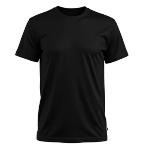 3d render, black, t-shirt, plain, design, displayed, against, white transparent PNG cut-out