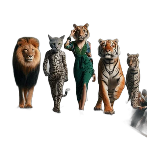 animal, concept art, 3d render, photorealistic, fantasy art, four, anthropomorphic, creatures transparent PNG cut-out