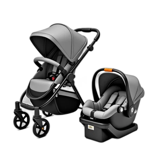 3d render, collection, baby, items, including, stroller, car, seat transparent PNG cut-out