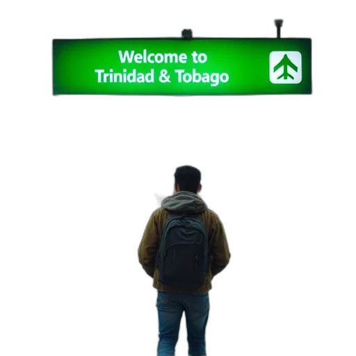 3d render, person, walking, through, airport, terminal, green, sign transparent PNG cut-out