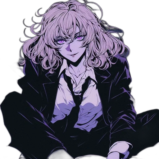 jacket, creature, crown, hair, pixel art, concept art, anime, vaporwave transparent PNG cut-out