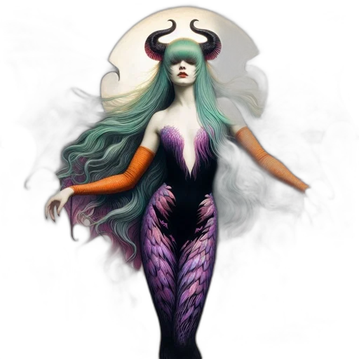 dress, creature, fantasy art, concept art, pixel art, comic book art, dark, green transparent PNG cut-out