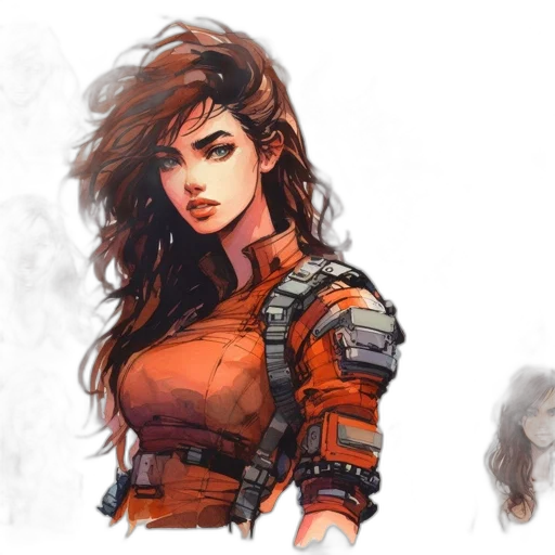 concept art, comic book art, fantasy art, cyberpunk, red, earth tones, colorful, golden transparent PNG cut-out
