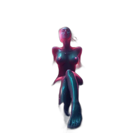 robot, creature, staff, dress, 3d render, concept art, vaporwave, pixel art transparent PNG cut-out
