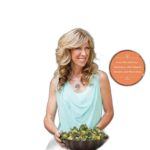 earth tones, cover, 30-day, vegan, challenge, features, woman, holding transparent PNG cut-out