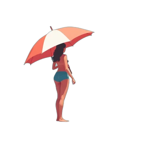 umbrella, dress, hat, jacket, concept art, 3d render, pixel art, watercolor transparent PNG cut-out