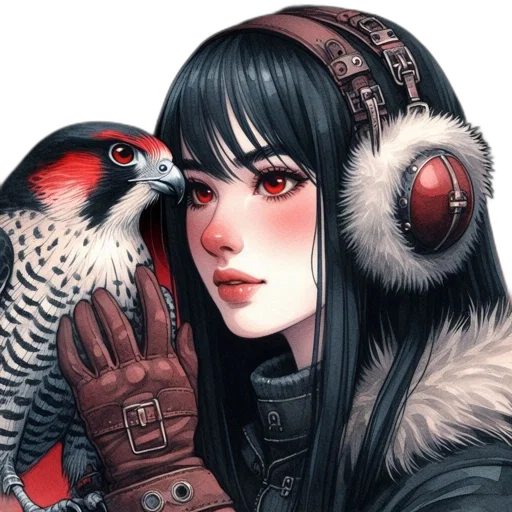 face, mask, fantasy art, comic book art, concept art, cyberpunk, snow, red transparent PNG cut-out