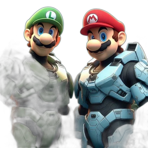 3d render, concept art, pixel art, fantasy art, green, blue, two, characters transparent PNG cut-out