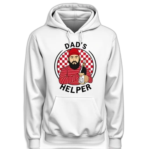 white, hoodie, graphic, design, front, features, cartoon, character transparent PNG cut-out