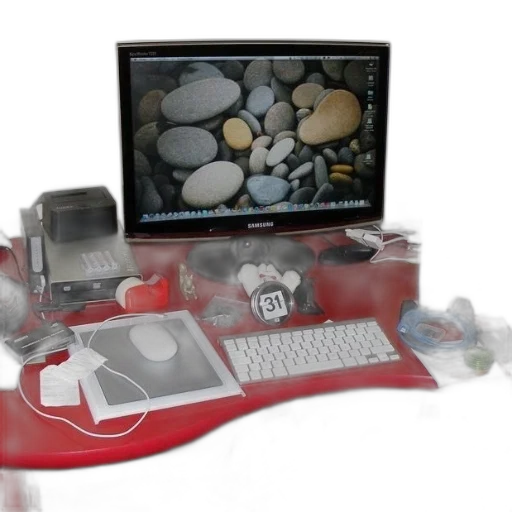 jewelry, furniture, 3d render, red, desk, samsung, monitor, laptop transparent PNG cut-out