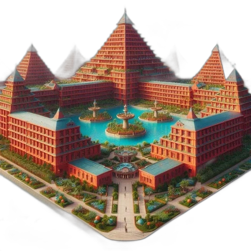 building, 3d render, concept art, pixel art, photorealistic, architectural, masterpiece, symmetrical transparent PNG cut-out