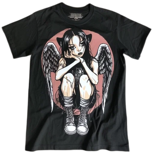 anime, cartoon, concept art, t-shirt, print, female, character, contemplative transparent PNG cut-out