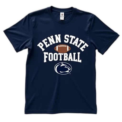 navy, blue, t-shirt, text, penn, state, football, front transparent PNG cut-out