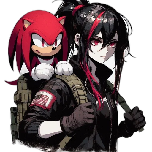 weapon, animal, pixel art, concept art, anime, cyberpunk, red, dark transparent PNG cut-out