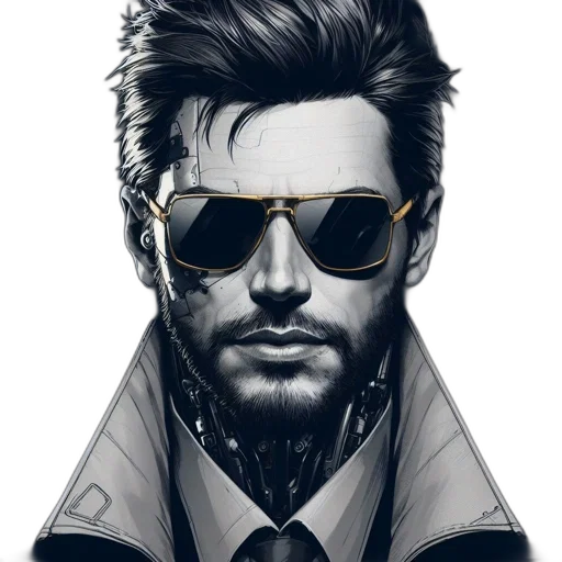 jacket, face, staff, mask, comic book art, photorealistic, concept art, cartoon transparent PNG cut-out