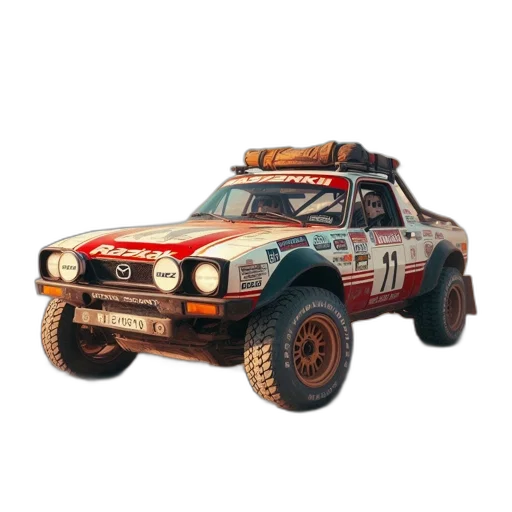 car, weapon, concept art, 3d render, photorealistic, pixel art, mazda, off-road transparent PNG cut-out