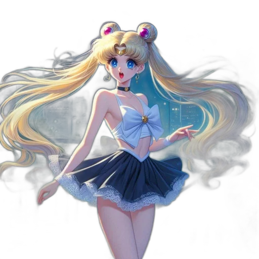 dress, anime, concept art, 3d render, fantasy art, pastel, blue, sailor transparent PNG cut-out