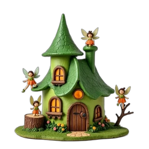 3d render, concept art, fantasy art, forest, whimsical, fairy-themed, scene, large transparent PNG cut-out