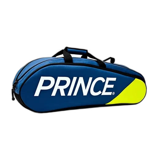 3d render, blue, yellow, tennis, bag, word, prince, printed transparent PNG cut-out