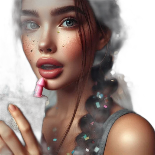 face, jewelry, photorealistic, fantasy art, concept art, 3d render, neon lights, outer space transparent PNG cut-out