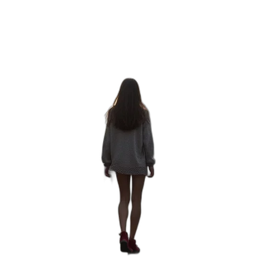 dress, jacket, shoes, hair transparent PNG cut-out
