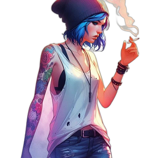 jacket, comic book art, concept art, cyberpunk, fantasy art, neon lights, fire, blue transparent PNG cut-out