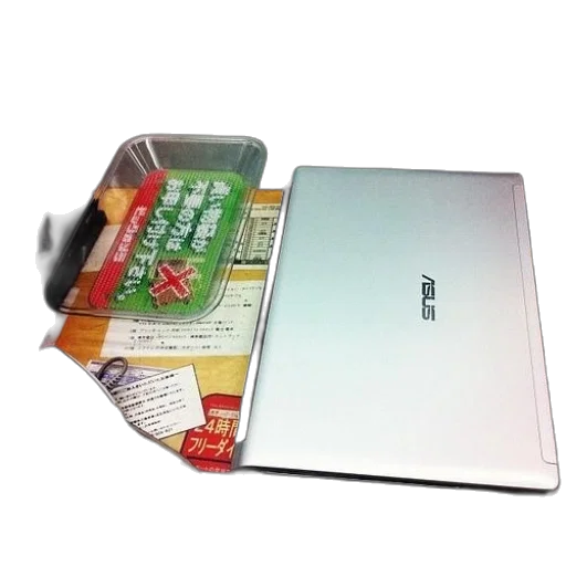 food, 3d render, laptop, brand, name, asus, sits, top transparent PNG cut-out