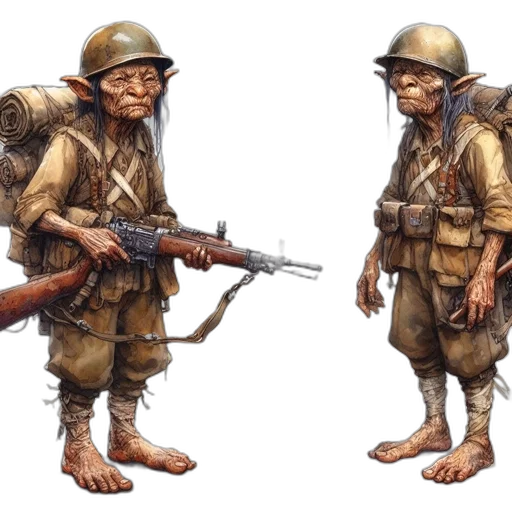 weapon, concept art, 3d render, fantasy art, photorealistic, two, armored, goblin transparent PNG cut-out