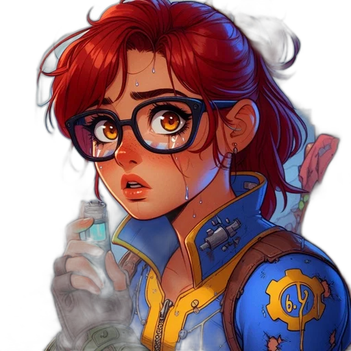 jacket, staff, weapon, face, concept art, cyberpunk, pixel art, fantasy art transparent PNG cut-out