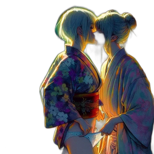dress, watercolor, anime, concept art, photorealistic, sunset, neon lights, rain transparent PNG cut-out