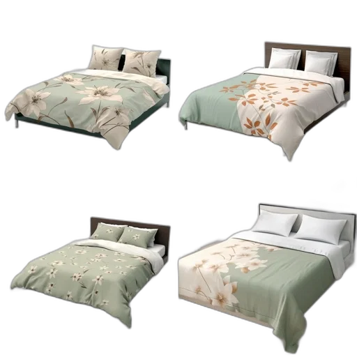 3d render, earth tones, pastel, image, displays, four, bespoke, beds transparent PNG cut-out
