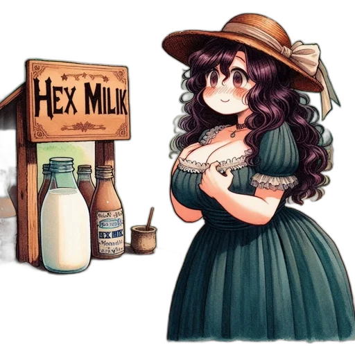 bottle, dress, food, watercolor, pixel art, concept art, fantasy art, earth tones transparent PNG cut-out