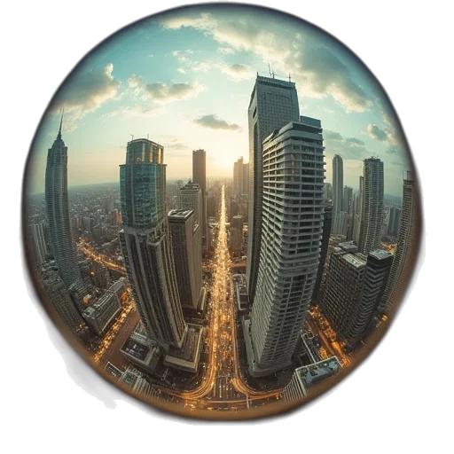building, photorealistic, 3d render, concept art, city street, samyang, 85mm, fisheye transparent PNG cut-out