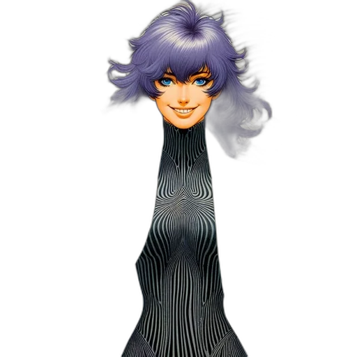 dress, hair, creature, staff, cartoon, concept art, 3d render, anime transparent PNG cut-out